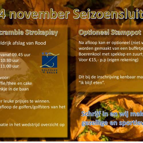 Seizoensluiting op 24 november